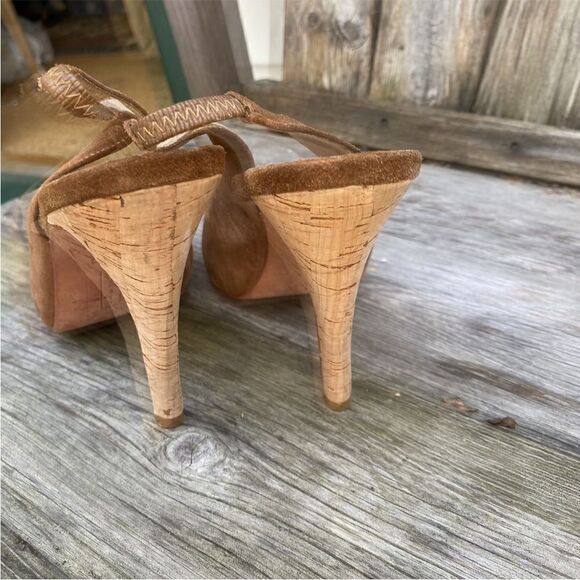 STEVE MADDEN light brown Slingback with cork heels size 7 - Picture 2 of 9
